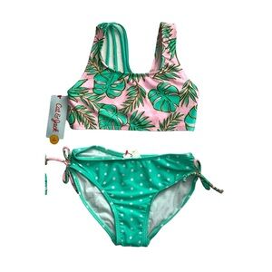 Cat & Jack Girls’ Tropical Leaf Bikini Set S (6/6X) NWT